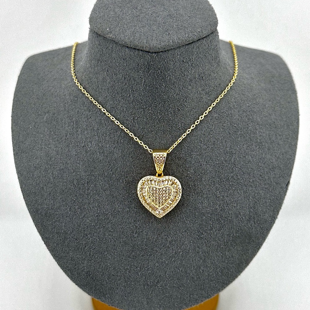 18K Gold Plated over 925 Sterling Silver Luxury Heart Pendant Necklace